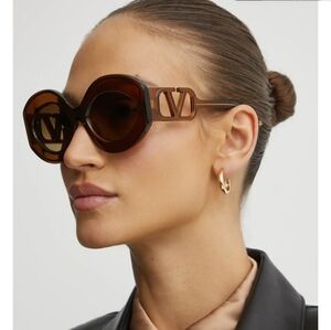 Valentino Tan Designer Sunglasses